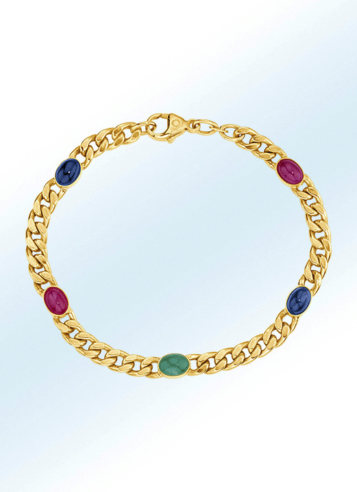 Armband mit echt Smaragd, echt Safir und echt Rubin - Damen-Edelsteinschmuck  | BADER