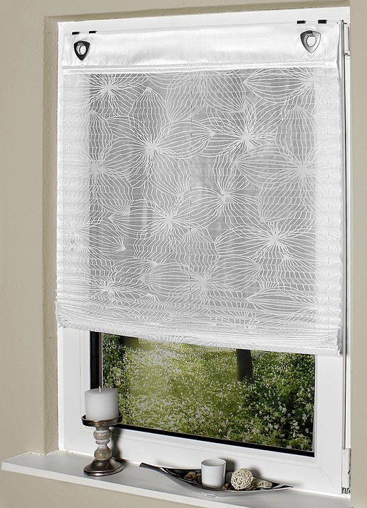 Plissee-Rollos mit dekorativen Sternblumen Druckdessin - Vorhänge | BADER