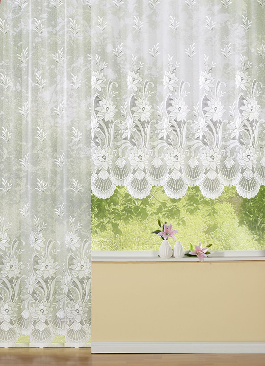 Blumenfenster-Vorhang mit Automatikfaltenband 1:3 - Vorhänge | BADER