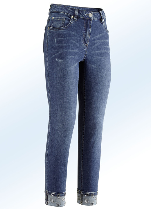 Edel-Jeans in 7/8-Länge mit hübschem Glitzersteinchenbesatz - Hosen | BADER