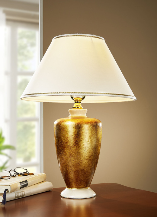 Handbemalte Tischlampe mit echter Blattgold-Auflage - Lampen | BADER